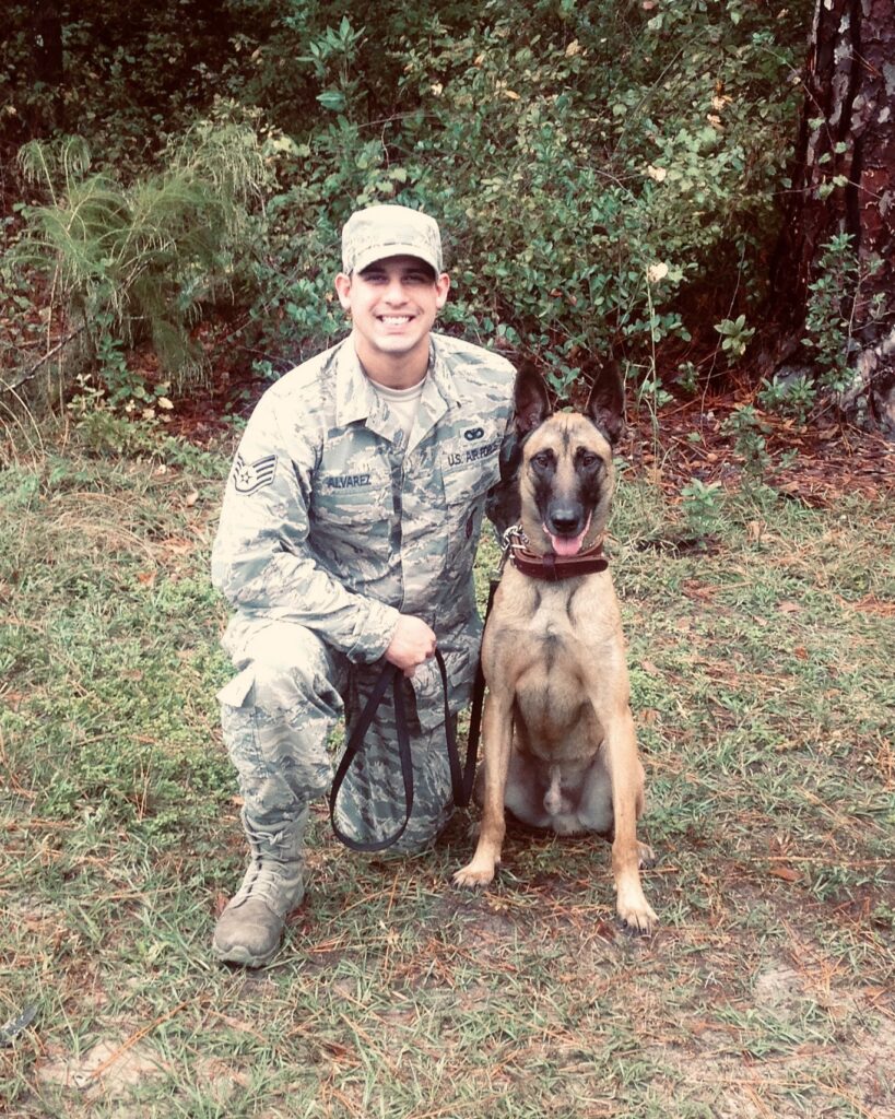 Dog Training dog expert Danny Alvarez from Alvarez Canine Academy picture as a Military Working Dog Handler with Belgian Malinois Working Dog